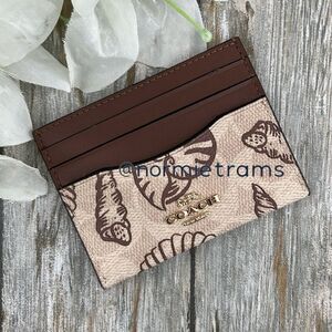 Coach Slim Id Card Case In Signature Canvas With Shell Print Island Beach